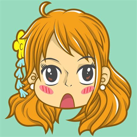 nami kawai chibi cute, onepiece anime. vector design and doodle art ...