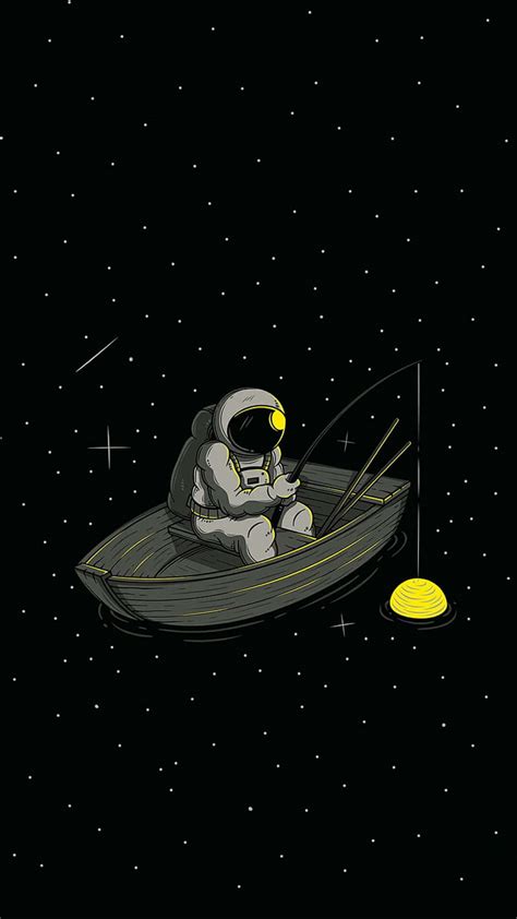 Download An Astronaut Is Fishing In A Boat Wallpaper | Wallpapers.com