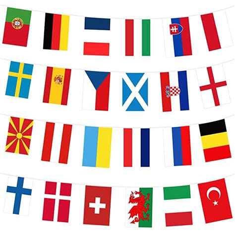 Buy 2 Pcs EURO Countries Flags,2021 European Football Championship Bunting,24 Participating ...