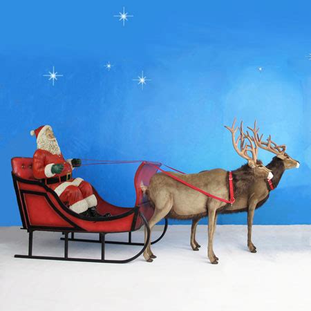 Life Size Indoor Santa Sleigh with Reindeer Set