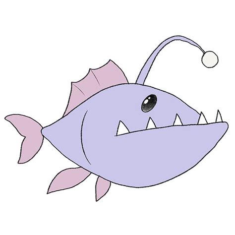 How to Draw an Anglerfish - Easy Drawing Tutorial For Kids