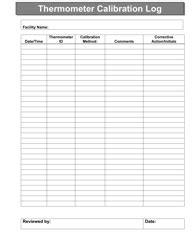 Printable Thermometer Calibration Log Sheet