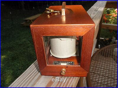 Excellent Half Size Vintage French Maxant Mahogany Barograph WORKS FINE | Barometers