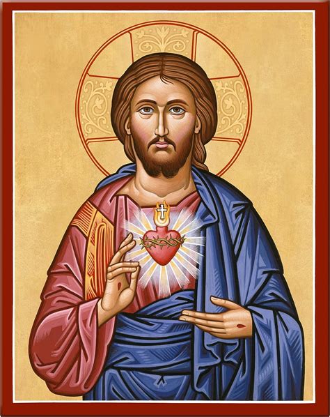 Amazon.com: Monastery Icons Sacred Heart of Jesus Mounted Plaque Icon Reproduction (11" x 14 ...