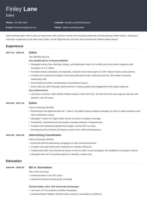 Editor Resume Samples, Templates & Guide for 2024