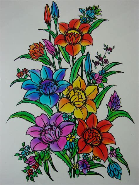 Outline Pictures Of Flowers For Glass Painting