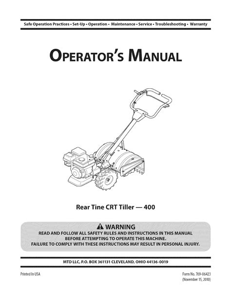 Yard Machine Tiller 31cc Manual