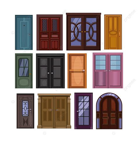 Door Set Illustration Cottage Portal Art Vector, Cottage, Portal, Art PNG and Vector with ...