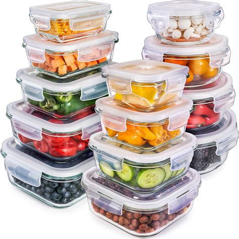 Glass Storage Containers with Lids (13-Pack) - Glass Food Storage Containers Airtight - Glass ...