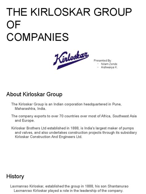 The Kirloskar Group of Companies