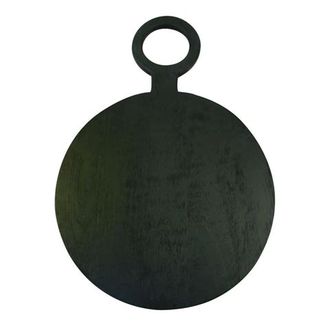 Round Black Mango Wood Cutting Board with Handle | Fourth Interiors