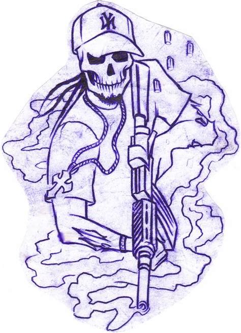 Stunning "Guns And Skull" Drawings And Illustrations For Sale On Fine ...