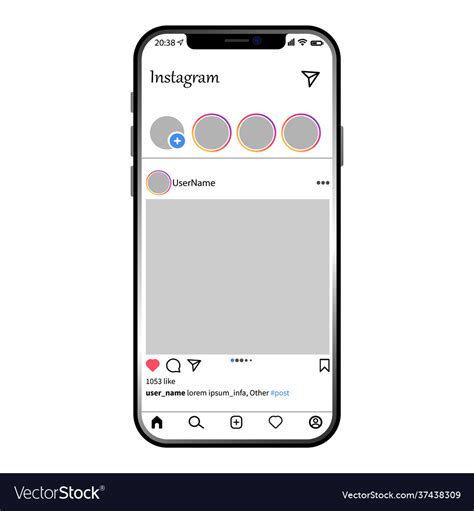 Instagram post template on apple iphone Royalty Free Vector