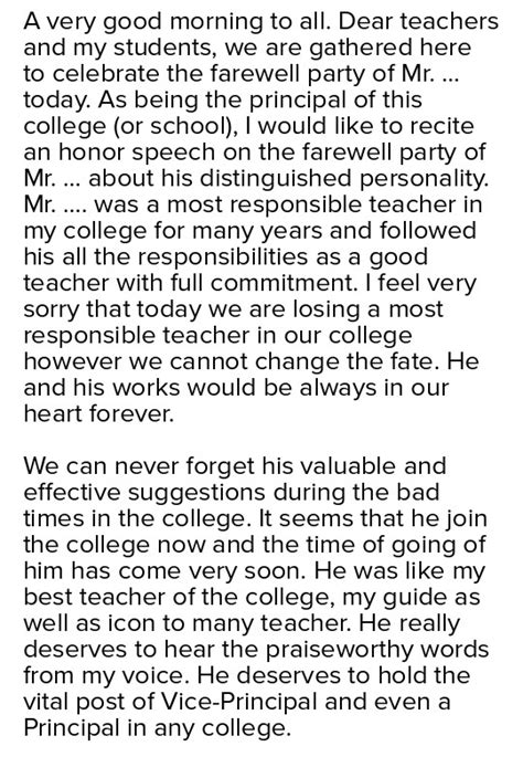 Farewell Speech For Principal In English - Soalanrule