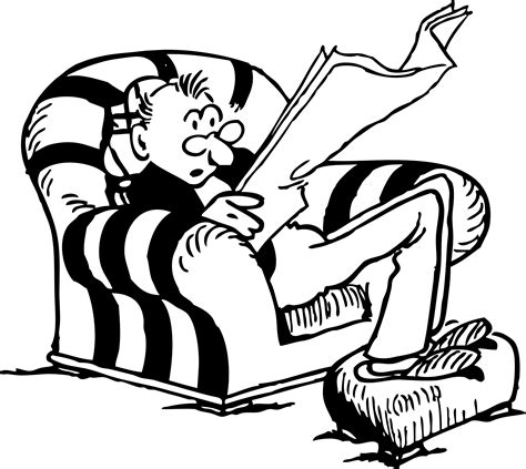 Free Retro Clipart Illustration Of A Man Sitting On Chair While Reading Daily Newspaper