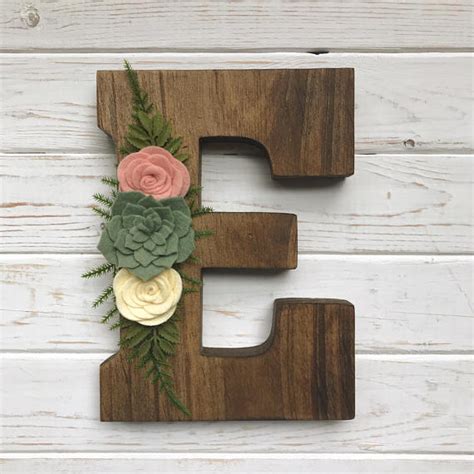 Beautiful wooden letter embellished with felt flowers or felt ...