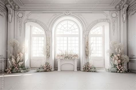 wedding backdrop aesthetic flower decoration indoor studio background AI Generated Stock ...