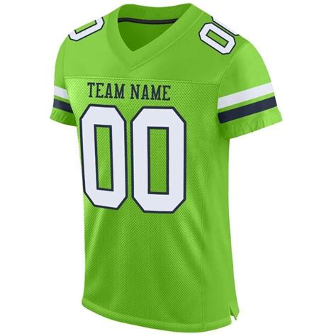 Aitrony Custom Neon Green White-Navy Mesh Authentic Football Jersey ...