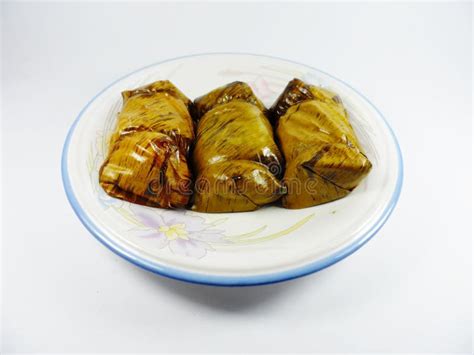 Sticky Rice Wrapped in Banana Leaves. Stock Image - Image of cooked ...