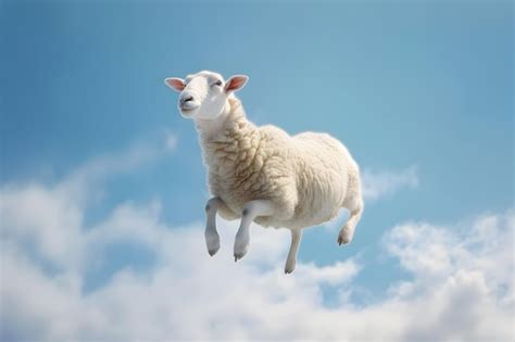 Premium AI Image | A sheep flying through the sky with the word sheep ...