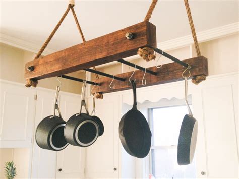 Rustic Wood Pot Rack