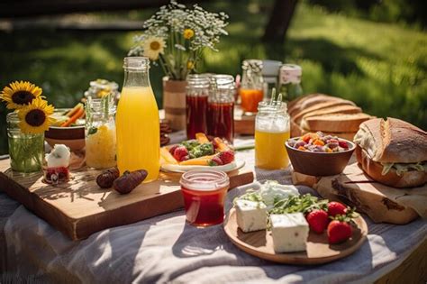 Premium AI Image | Picnic on a sunny day with fresh and colorful foods ...