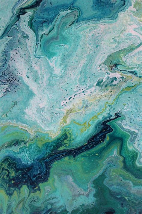 Teal Green Fluid Painting, Emerald Green and Aqua Original Abstract Painting, 18x24 Wall Art ...