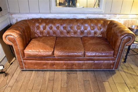 Leather Chesterfield three seat sofa from the 1940’s – Chez Pluie