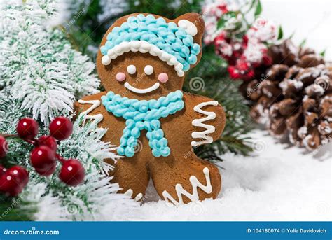 Christmas Gingerbread Man and Christmas Tree Stock Photo - Image of card, decorations: 104180074