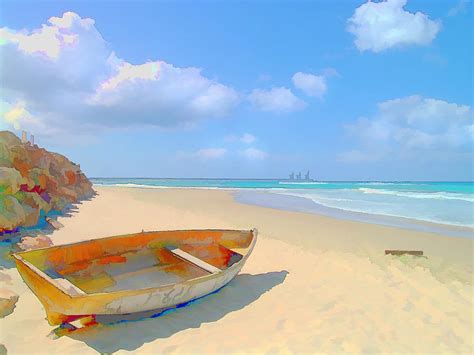 Colorful Beached Caribbean Boat Painting by Elaine Plesser - Fine Art ...