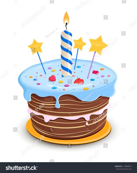 Birthday Cake Candle Sweet Decoration Vector Stock Vector (Royalty Free ...