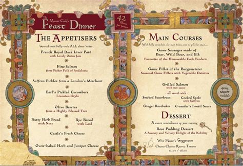 Medieval Times Dinner Menu