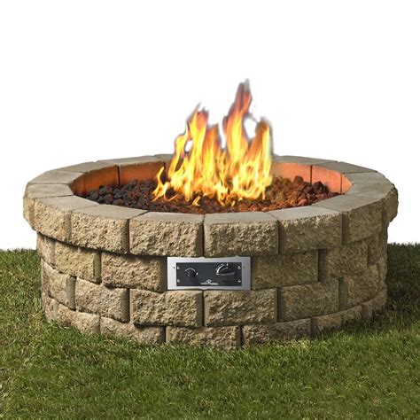 The Outdoor GreatRoom Company Hudson Stone 46-Inch Natural Gas Fire Pit Kit - HUD-46-K : BBQGuys