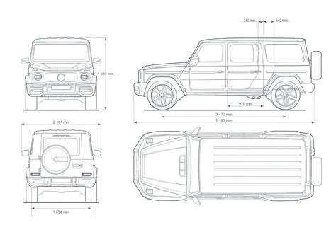 Mercedes-Benz G-Class G63 AMG Blueprint - Download free blueprint for 3D modeling | Mercedes ...