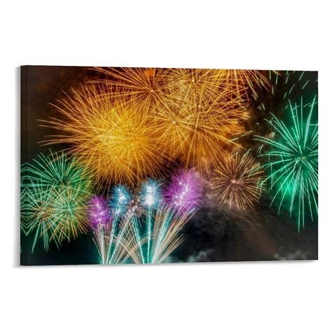 Fireworks Show Framed Canvas Wall Decor, Wall Art Modern Home Decor ...