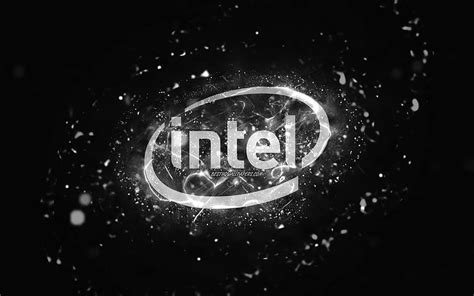 1290x2796px, 2K Free download | Intel white logo, , white neon lights, creative, black abstract ...