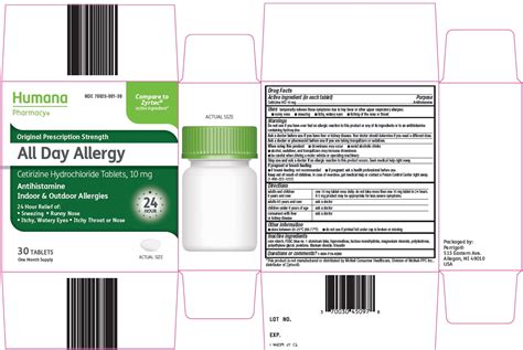 HUMANA PHARMACY ALL DAY ALLERGY- cetirizine hydrochloride tablet, film ...