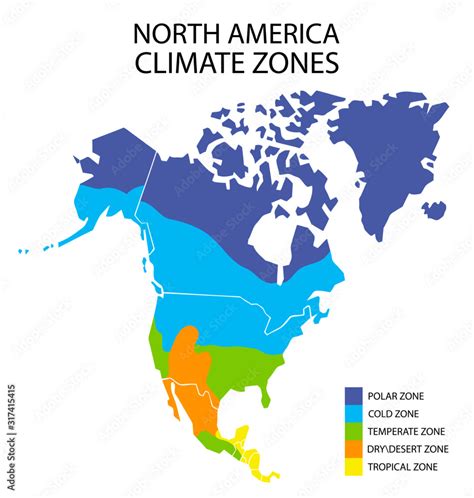 North America climate zones map, vector geographic infographics Stock Vector | Adobe Stock