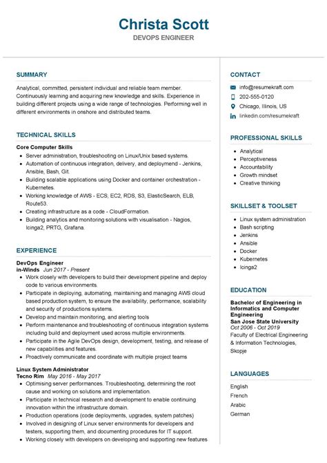 DevOps Engineer Resume Sample in 2024 - ResumeKraft