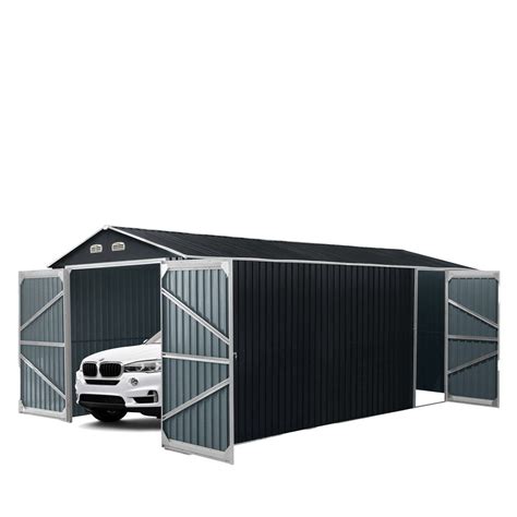 TMG-MS1020A 10 x 20 FT Garage Metal Shed with Double Front Doors, Side ...