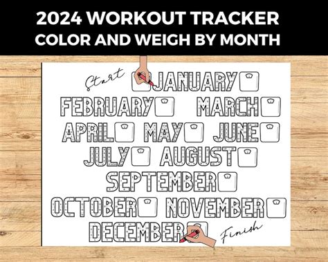 2024 Workout Tracker Bundle Printable Daily Exercise Track Monthly Weight Loss Journal Habit ...