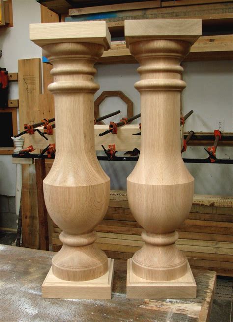 7" oak turnings for a unique table design. | Wood furniture legs, Wood ...