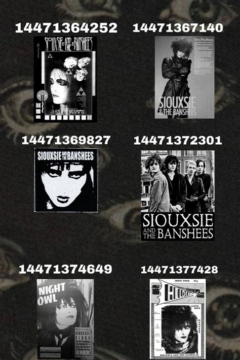 Siouxsie and the Banshees Goth Gothic Roblox Decal code bloxburg poster | Grunge posters, Roblox ...