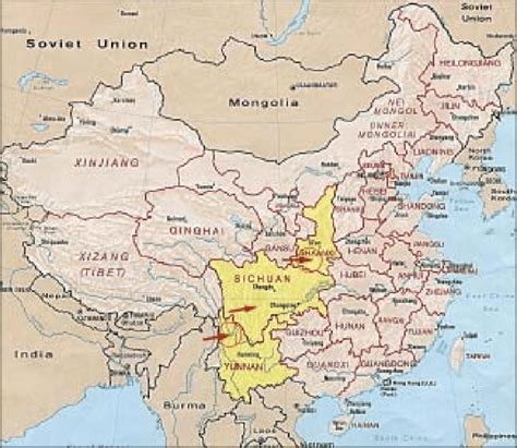 Map of China showing three provinces (red arrows) from which Scymnus ...