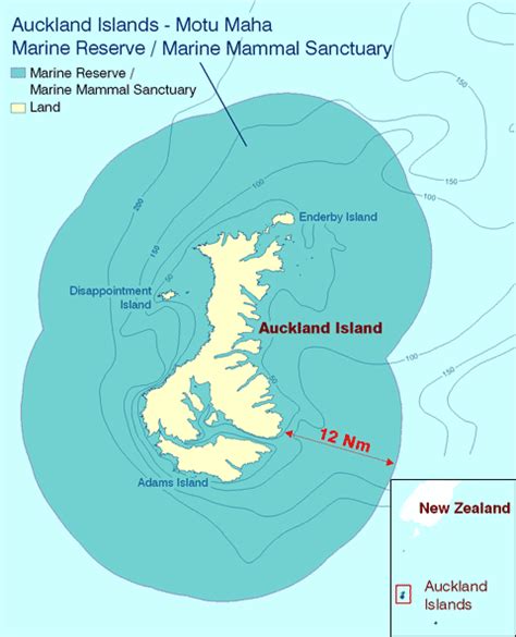 Map and boundaries: Auckland Islands - Motu Maha Marine Reserve