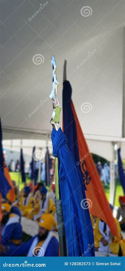 Nishan Sahib stock image. Image of sikh, symbol, religion - 128382573