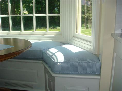 Seat Cushion for Bay window, Blue and White Stripe