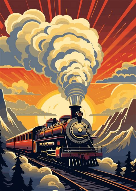 'Art Deco Steam Train ' Poster, picture, metal print, paint by ...