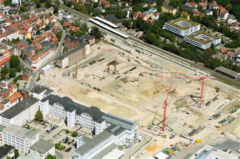 Aerial image Jena - Construction site for the new construction of an office and commercial ...