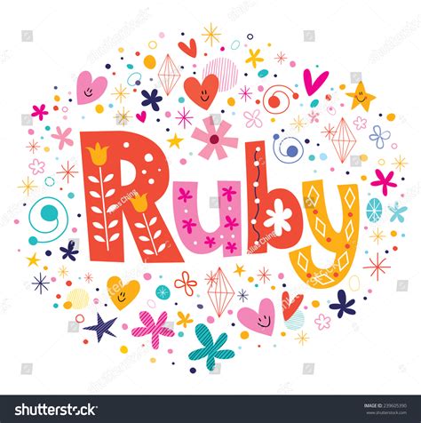 Ruby Female Name Decorative Lettering Type Design Stock Vector Illustration 239605390 : Shutterstock